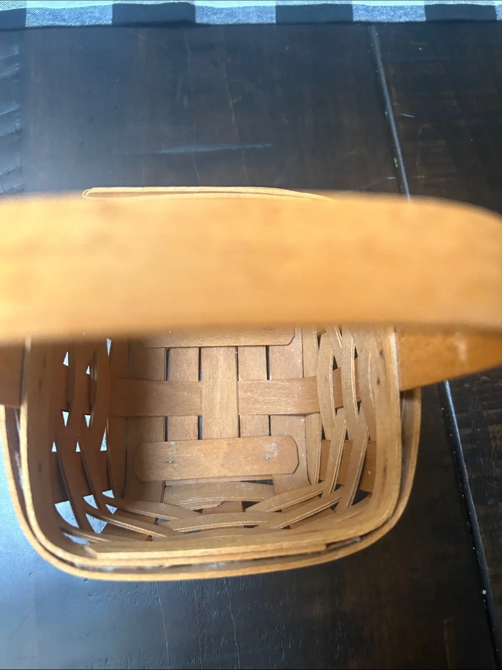 Longaberger Handwoven Rustic Wooden Basket with Handle - Brown